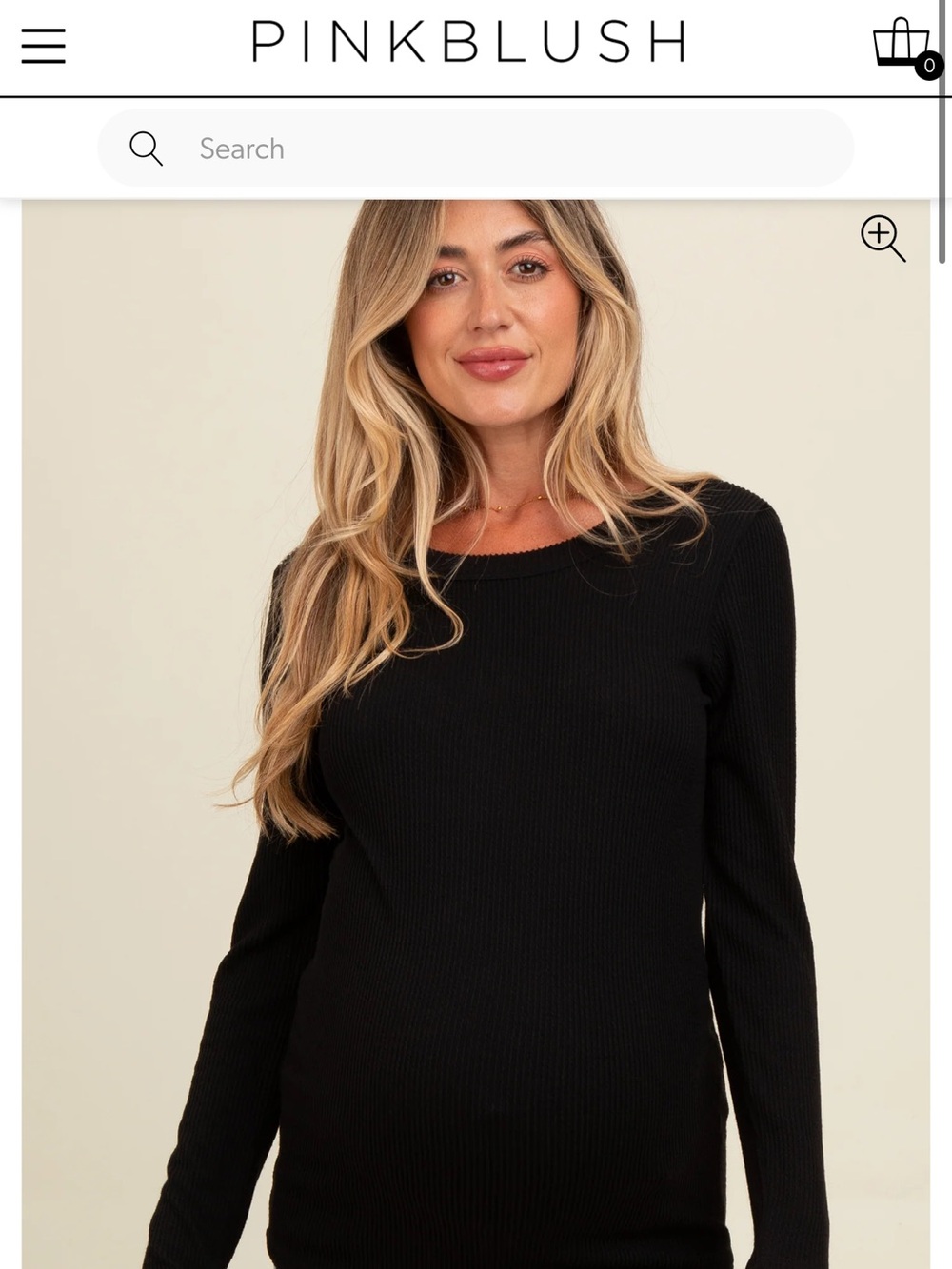 PinkBlush Black Ruched Scoop Neck Long Sleeve Maternity Top | Size L | EUC